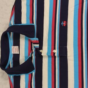 Brooks Brothers Performance Polo Striped Red White Blue Mens Polo Shirt Size Lrg